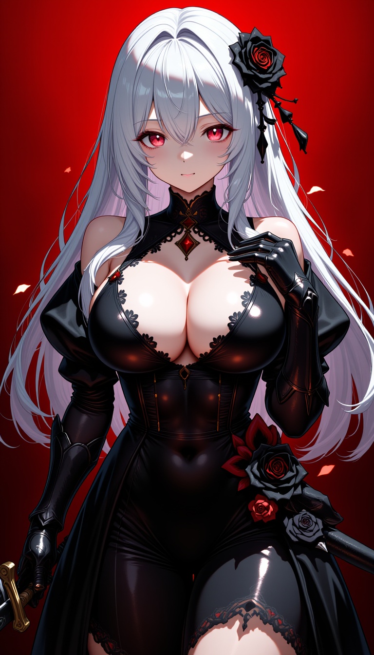1girl,  white hair,  red eyes on Tensor.Art