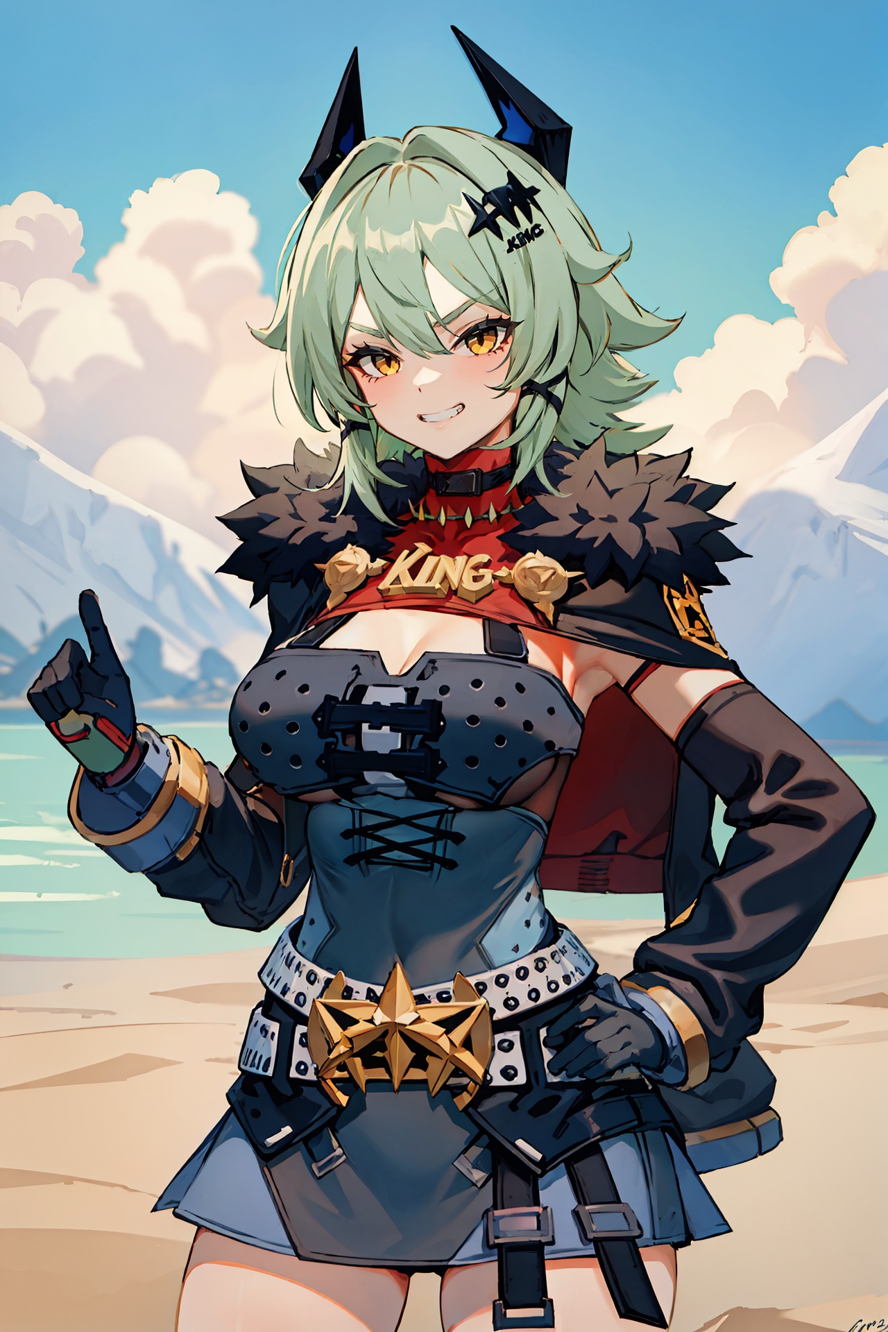 1girl,  caesar king \(zenless zone zero\),  horns on Tensor.Art