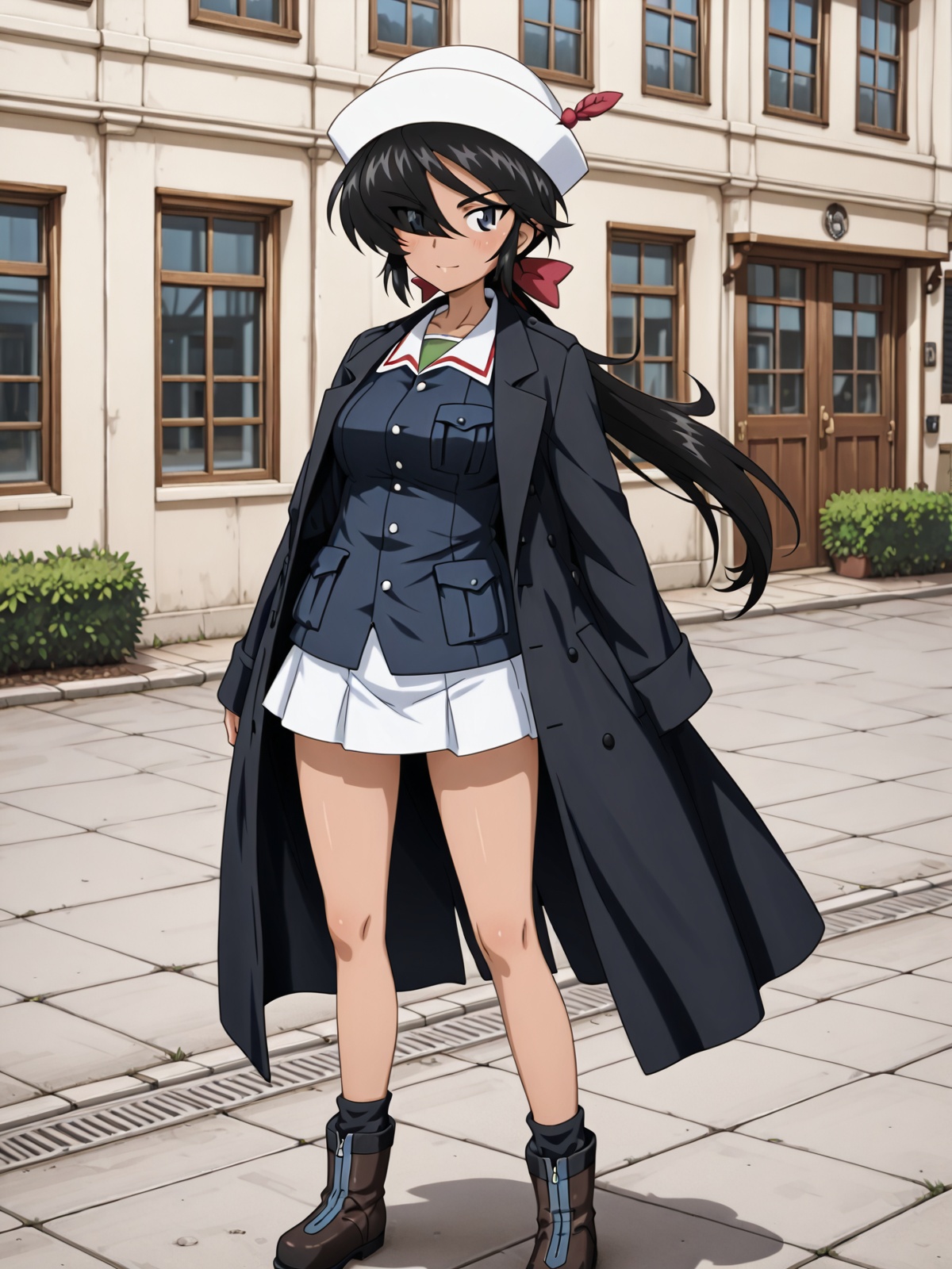 ogin \(girls und panzer\),  hair over right eye,  ooarai military uniform on Tensor.Art