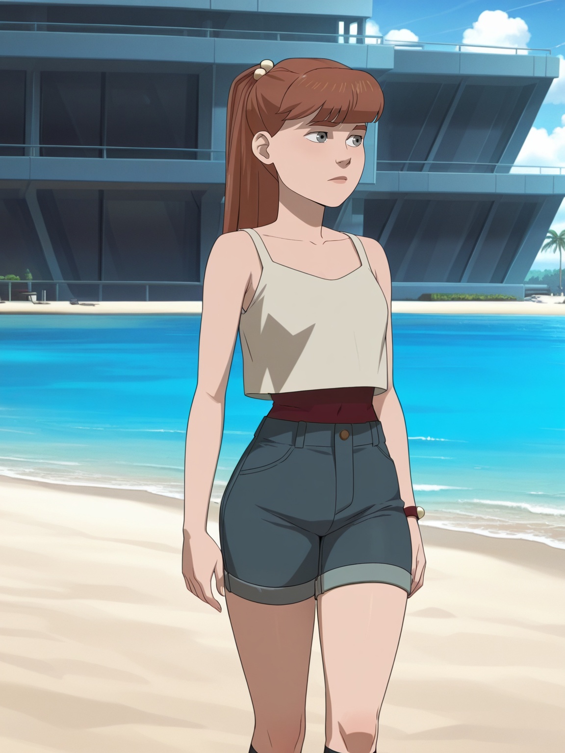 m_g,  1girl,  brown ponytail hair on Tensor.Art