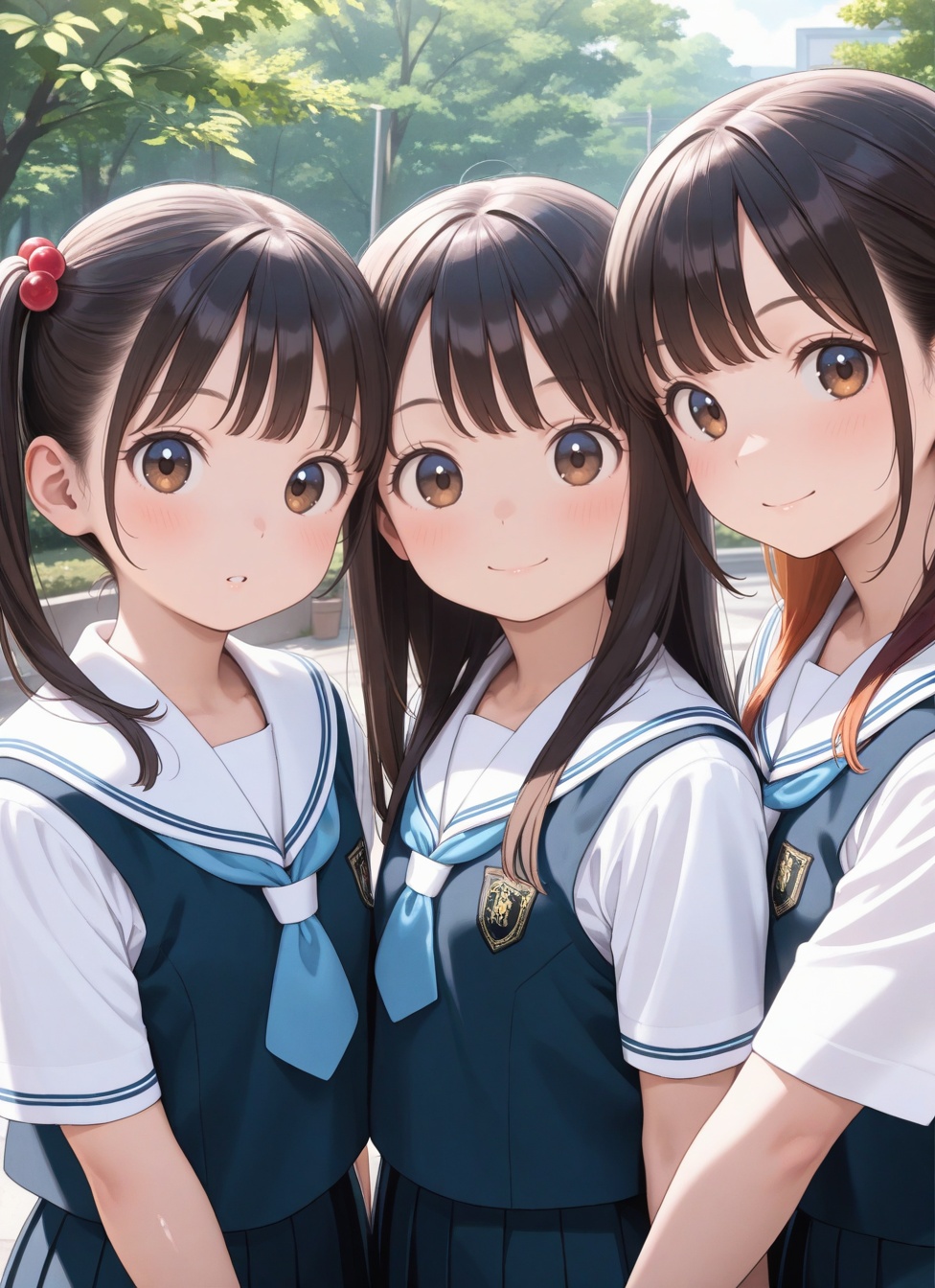 multiple girls,  school uniform,  looking at viewer on Tensor.Art