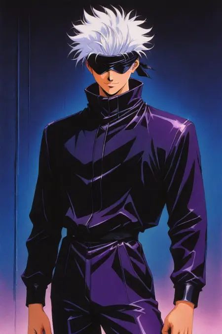 gojou satoru,  white hair,  purple pants on Tensor.Art