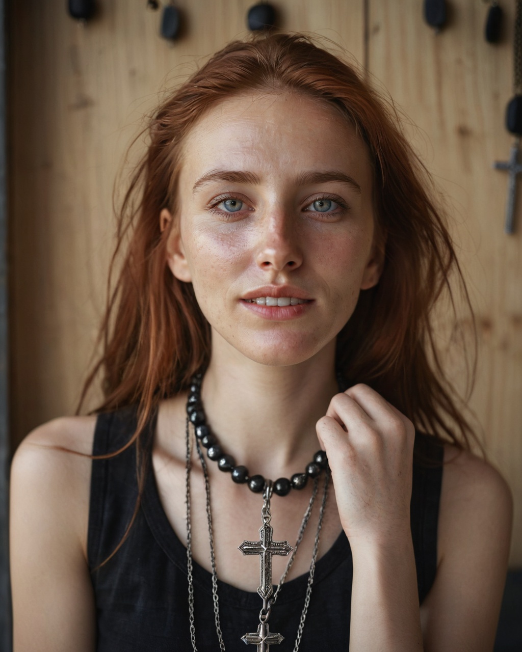 candid 35mm photography of a young woman with braces in a delicately lit close-up portrait. Visible is a glimmer of silver...