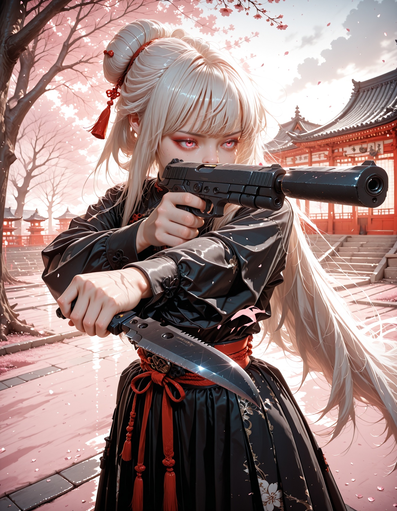 1girl,  white hair,  bun on Tensor.Art
