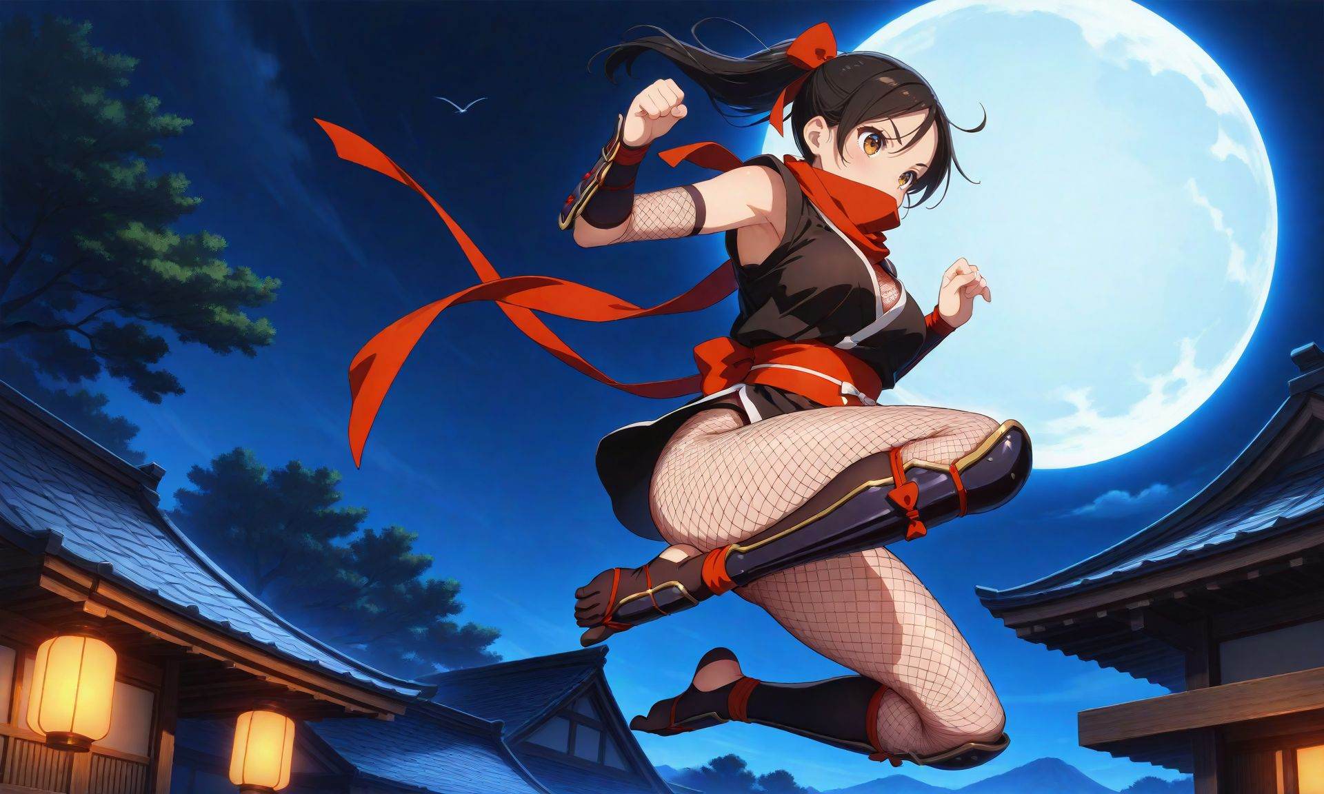 1girl,  ninja,  fishnet pantyhose on Tensor.Art