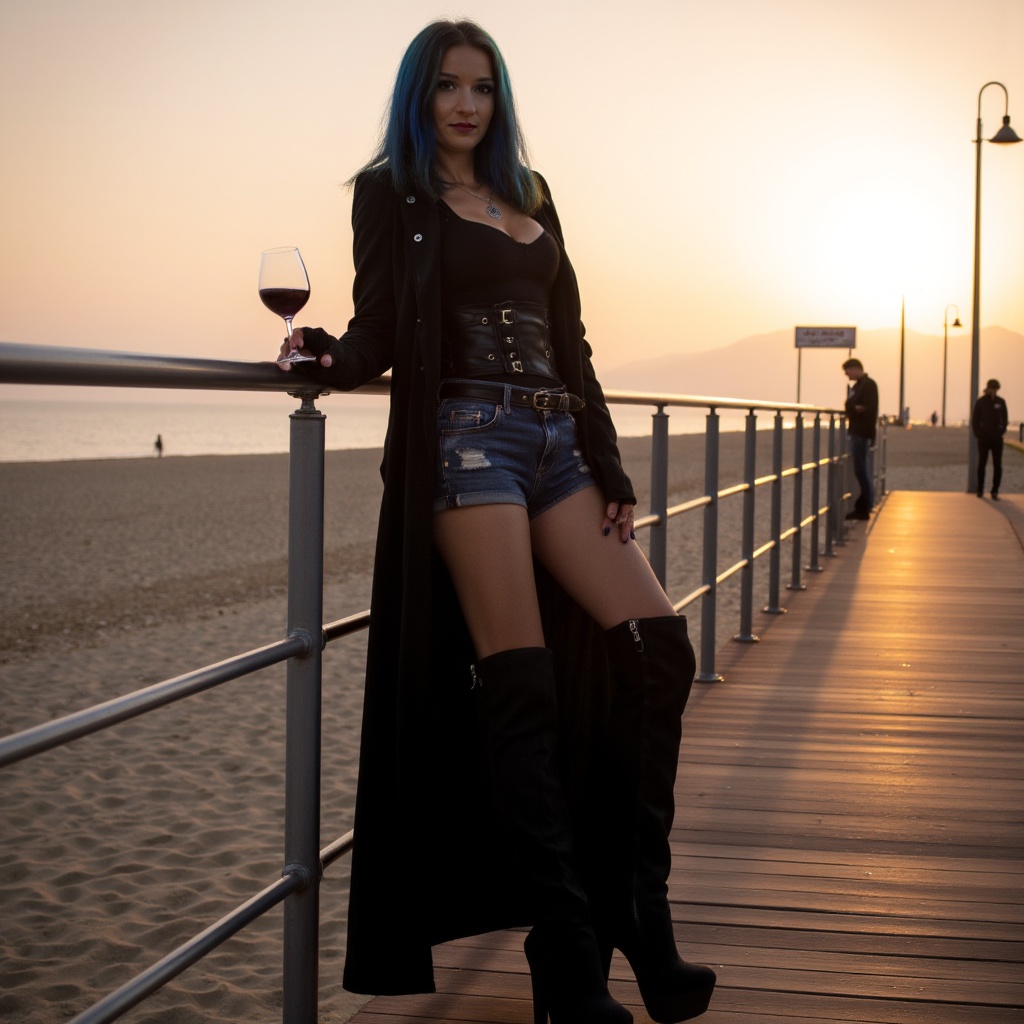 ladya cinematic,  golden hour lighting ,  dark gothic young woman on Tensor.Art
