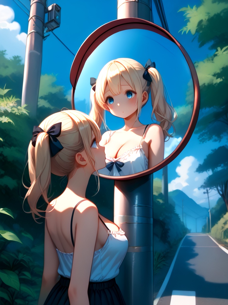 score_9,  source_anime,  convex mirror on utility pole on Tensor.Art