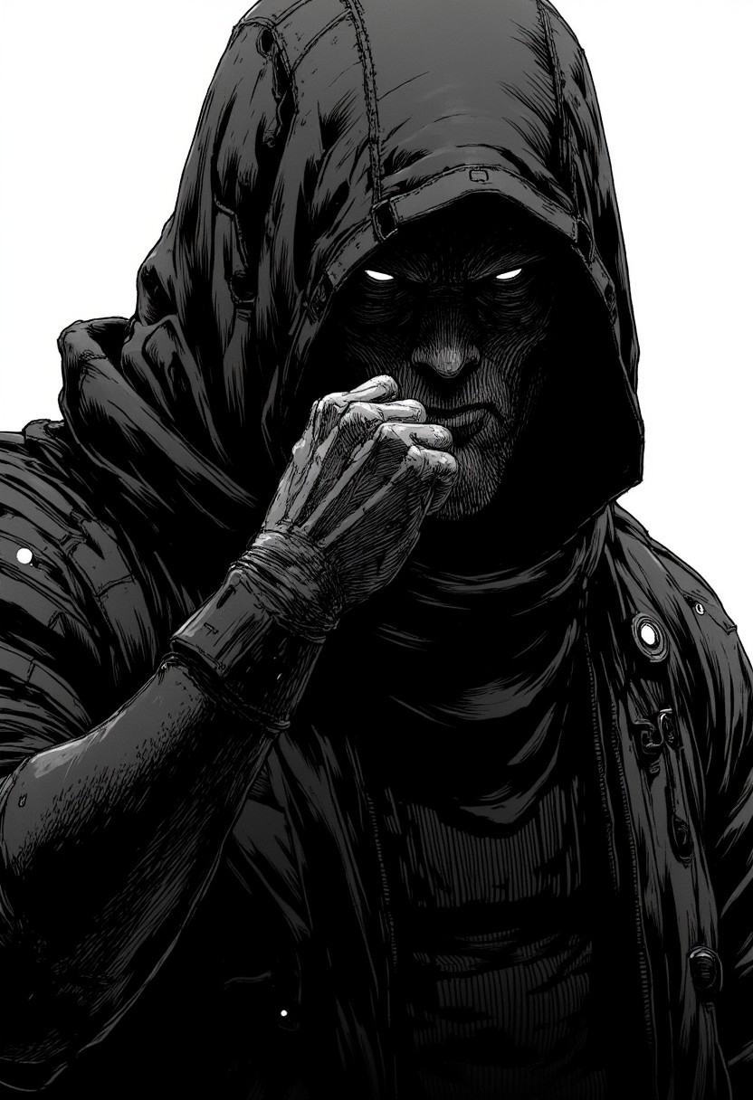 nistyle,  Monochrome Manga Sketch,  Upper Body Closeup: A dark on Tensor.Art