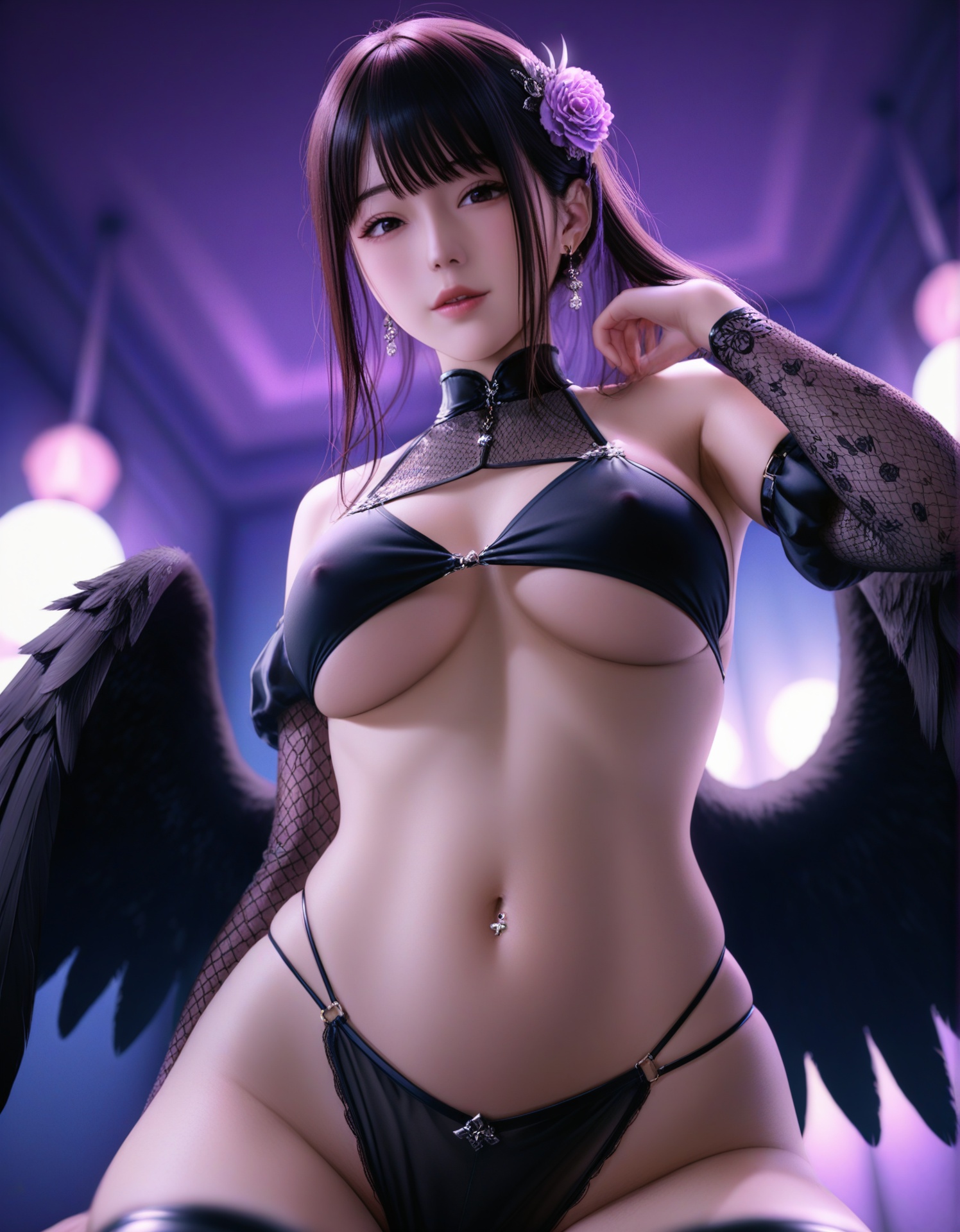 female fallen angel,  bangs,  sidelocks on Tensor.Art
