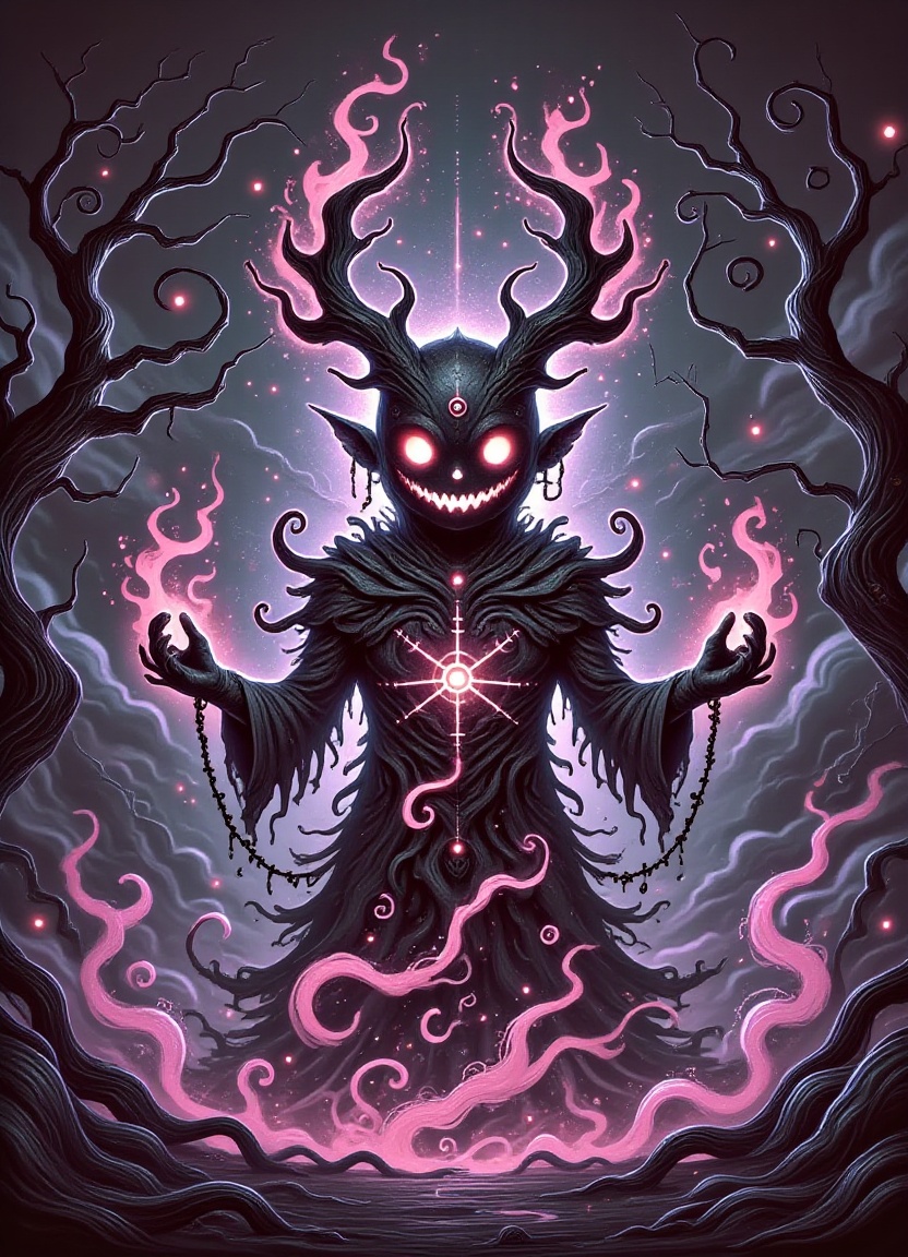 A dark and foreboding realm of twisted darkness,  where a DonMPr1nc3551000FX doppelganger manifests as an infernal and mal...