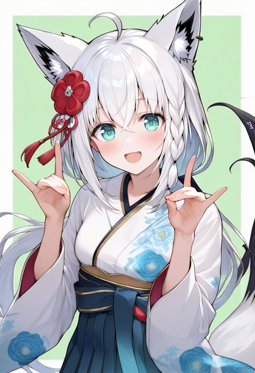 1girl,  shirakami fubuki,  shirakami fubuki \(new year\) on Tensor.Art