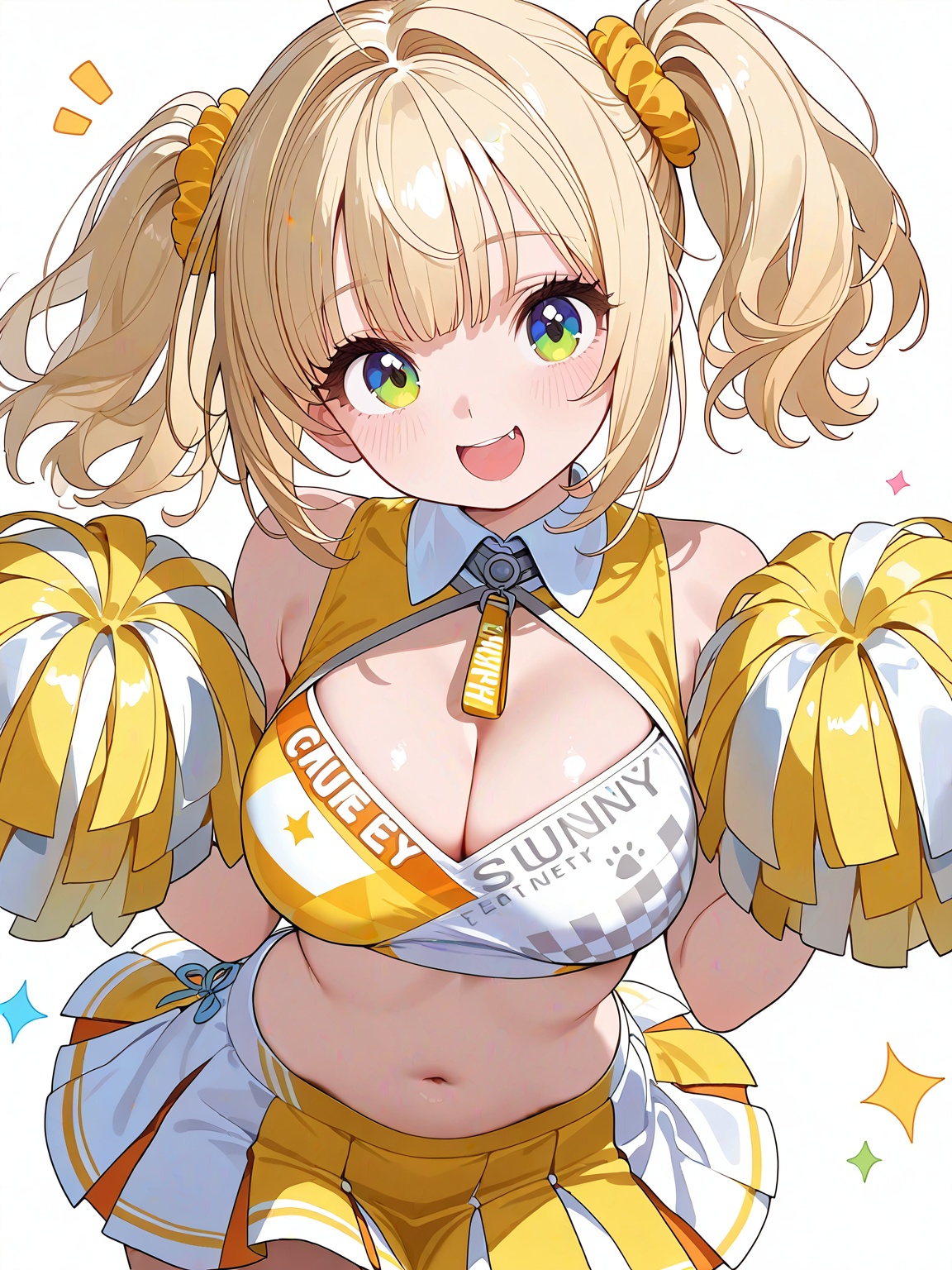 MBFG,  An exquisite anime-style rendering presents a lovely girl with sunny-blonde hair twisted into playful pigtails,  we...