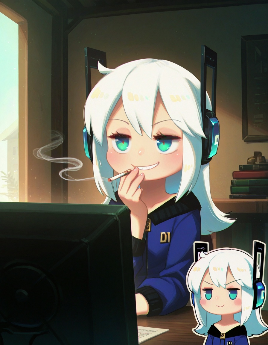 1girl,  smoking,  jitome on Tensor.Art