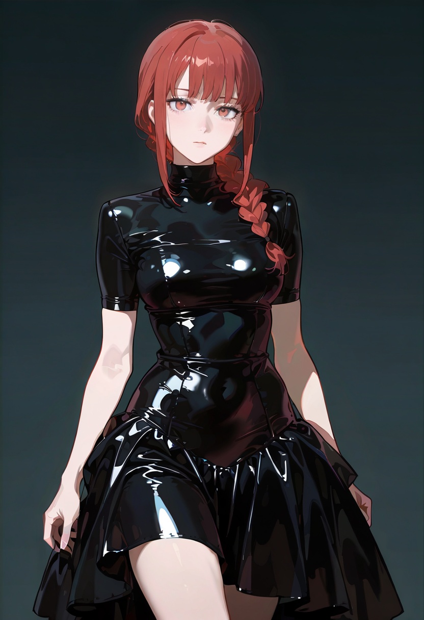 1girl,  solo,  black latex dress on Tensor.Art