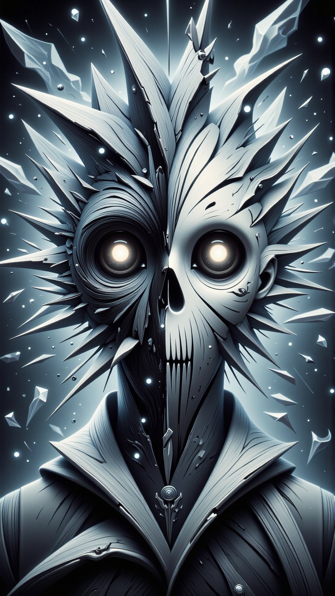 HalloweenGlowStyle Smoke Gray colored clothes themed shattered mirror,  fragments of mirror,  sharp edges on Tensor.Art