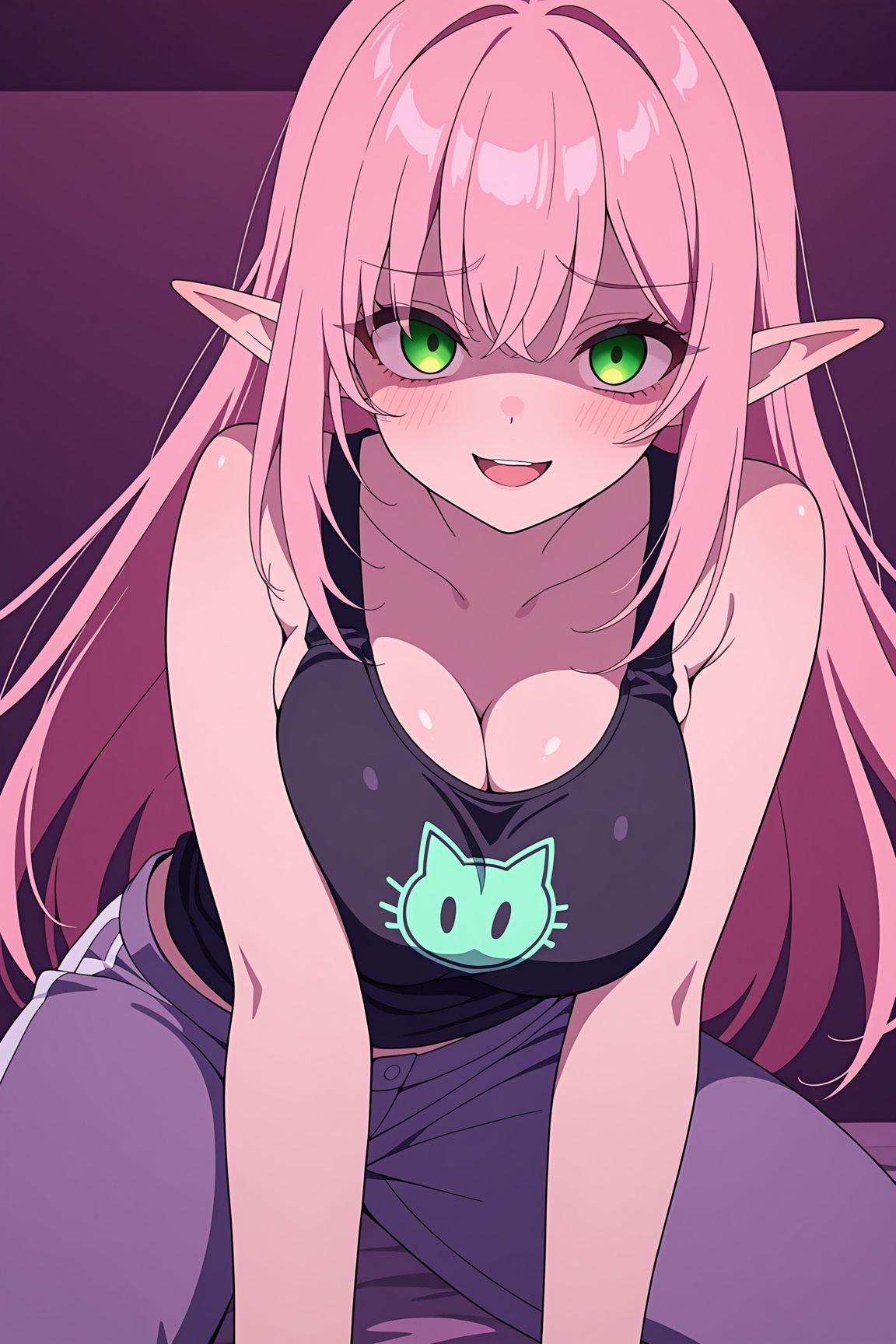 1girl,  solo,  **** top with cat logo on Tensor.Art