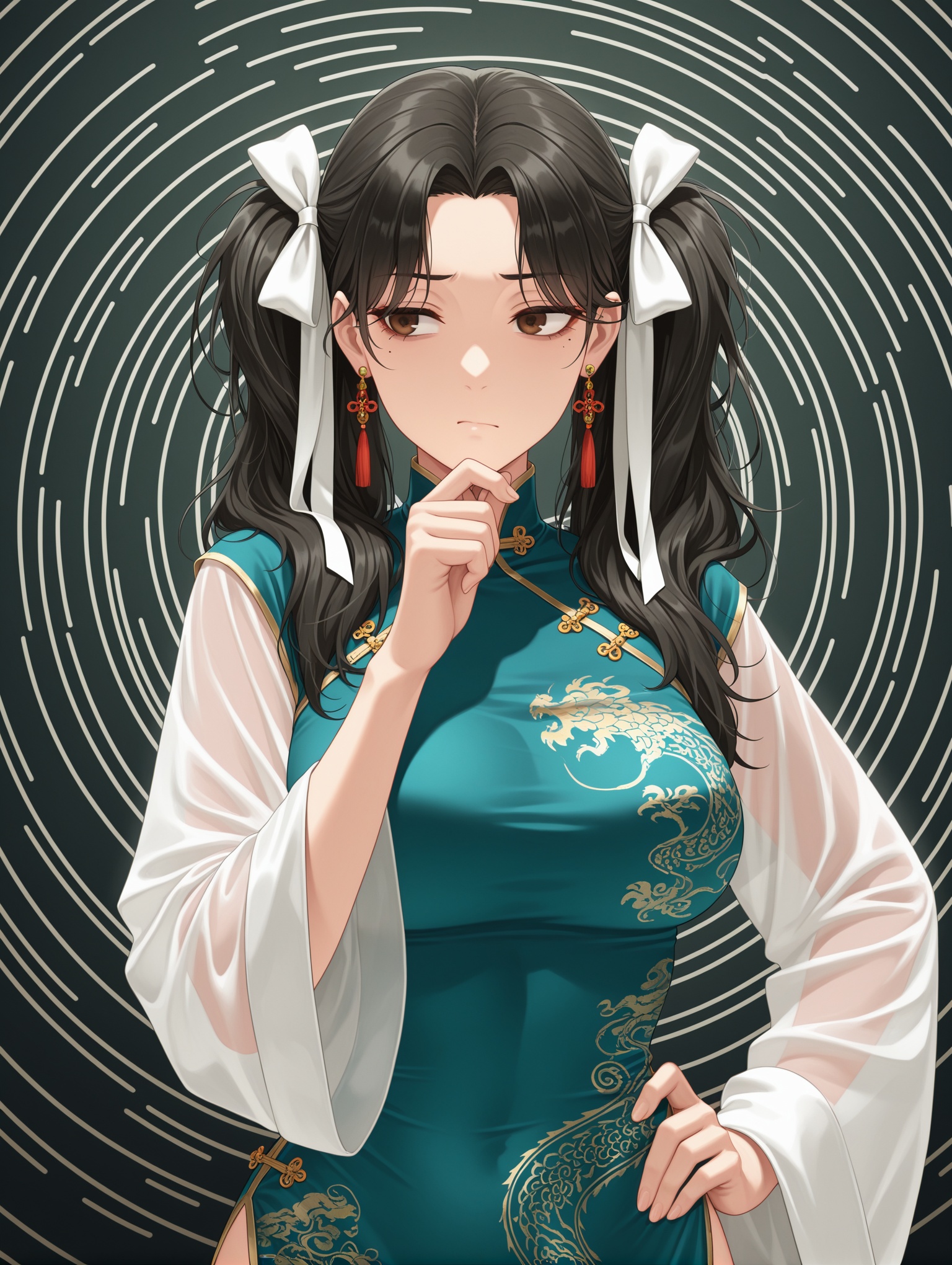 mature female,  long_hair,  shirt on Tensor.Art