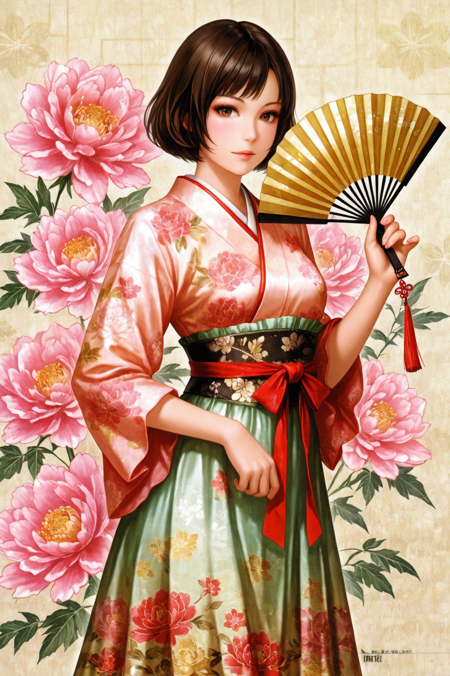 1girl,  solo,  hand fan on Tensor.Art