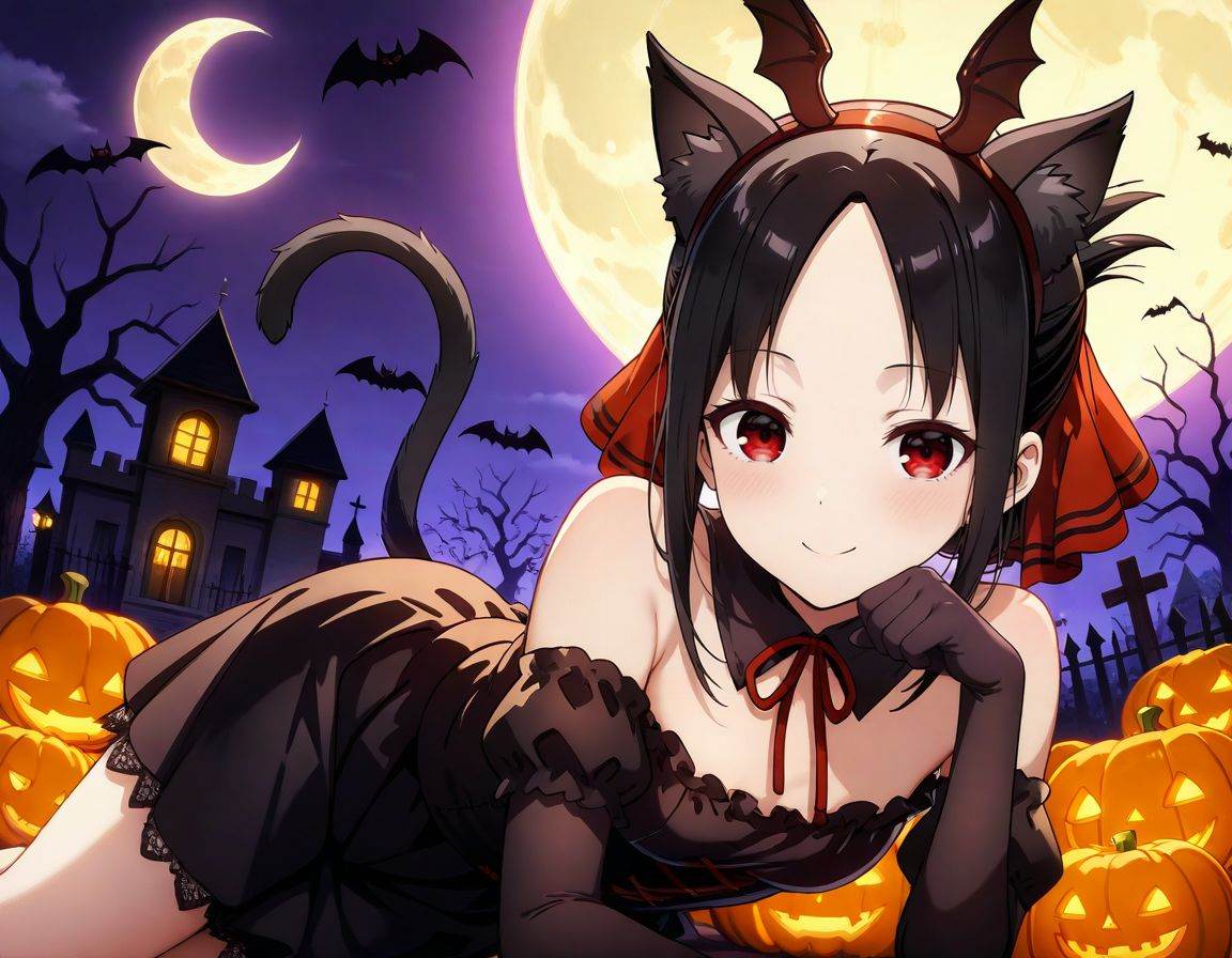 shinomiya kaguya,  halloween costume,  smile on Tensor.Art
