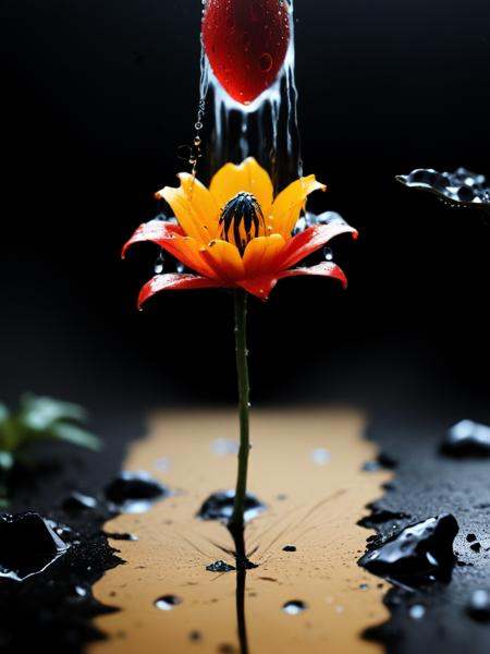 photo cinematic of growing flower from a cracked rock barnum-melancholy,  creepy,  eerie on Tensor.Art