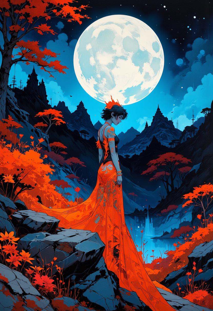 the moonlight in bloom,  painting,  in the style of bay area figurative art on Tensor.Art