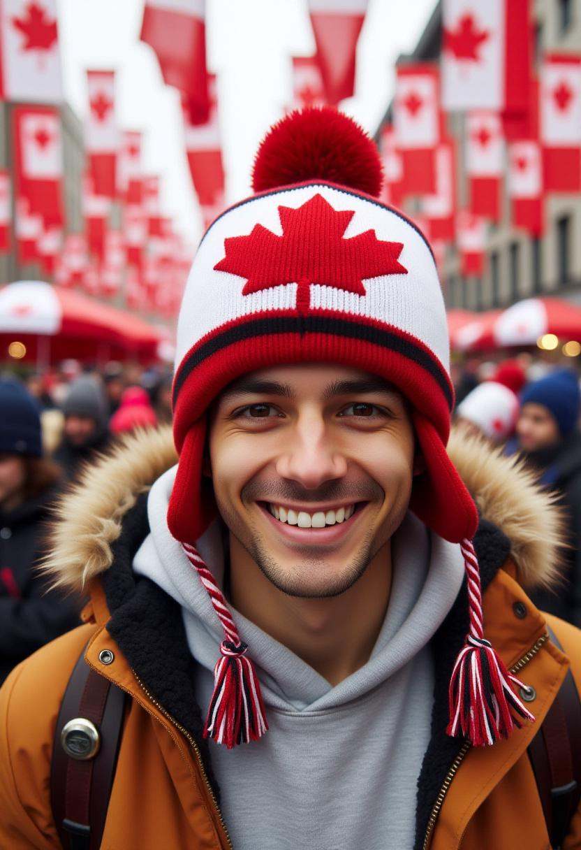 This is a vibrant photograph taken outdoors,  capturing a young man standing in front of a large crowd gathered in a publi...