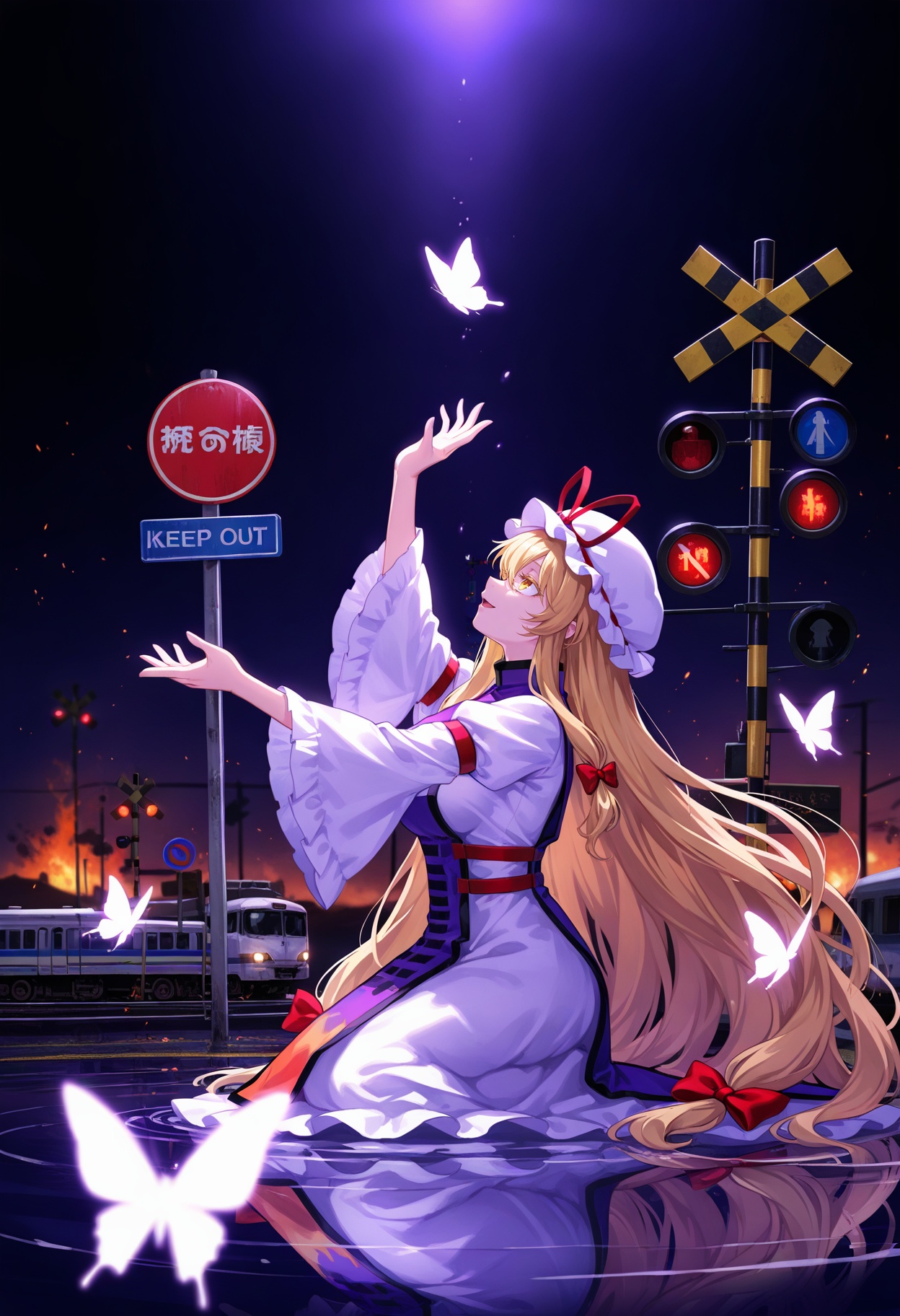 yakumo yukari,  1girl,  arms up on Tensor.Art