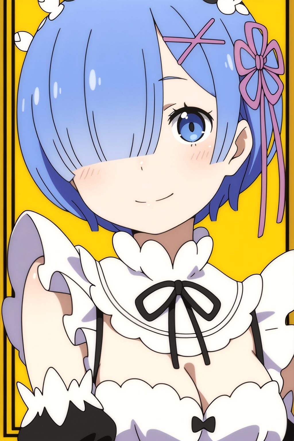 breast rem (re:zero),  upper body,  smile on Tensor.Art