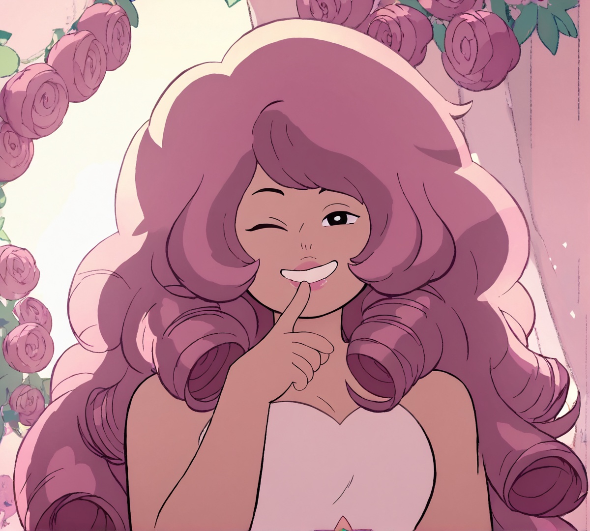 Rose Quartz,  black eyes,  zPDXL on Tensor.Art