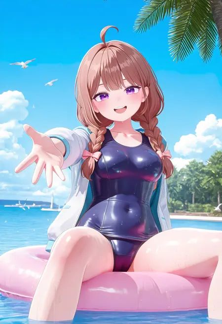 1girl,  :d,  ahoge on Tensor.Art
