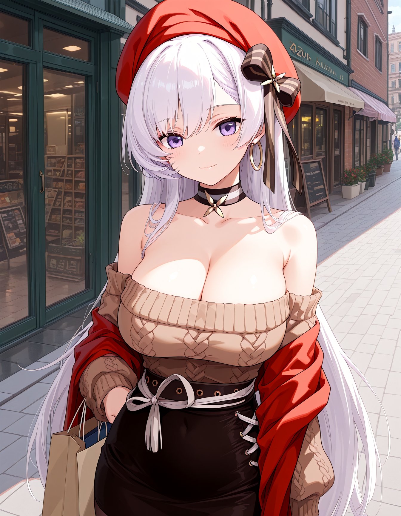 1girl,  belfast \(shopping with the head maid\) \(azur lane\),  shopping bag on Tensor.Art