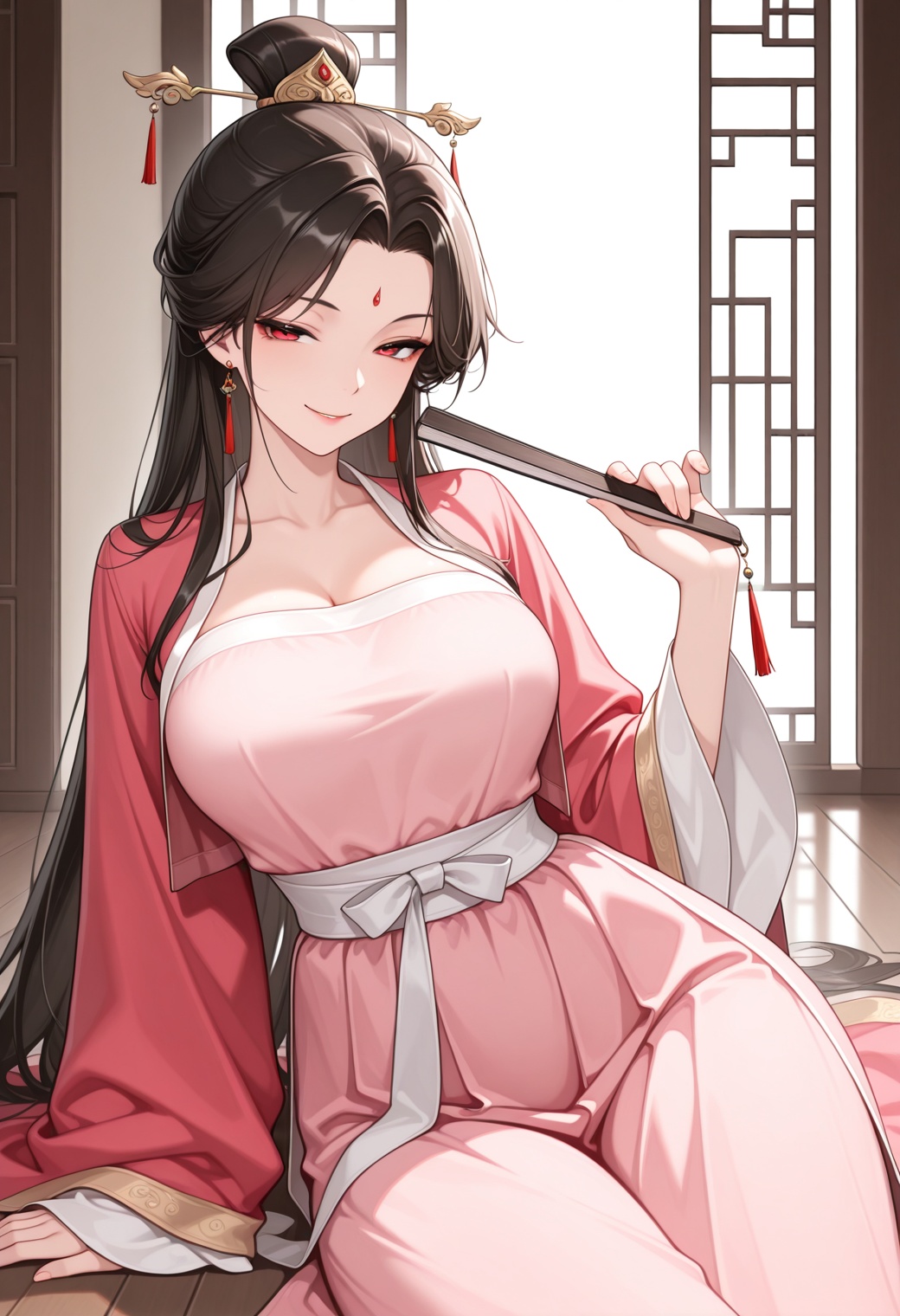 chinese clothes,  hanfu,  folded fan on Tensor.Art