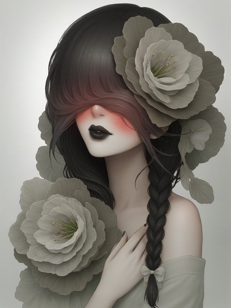 [score_9,  score_8_up:anime:0.65]solo,  hair covering eyes with 2long side bangs braided symmetrical on Tensor.Art
