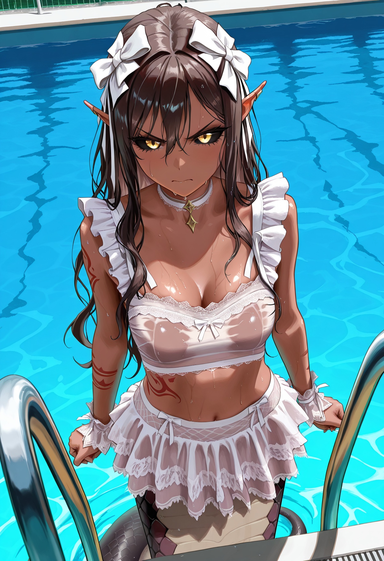 black lamia,  1girl,  pointed ears on Tensor.Art