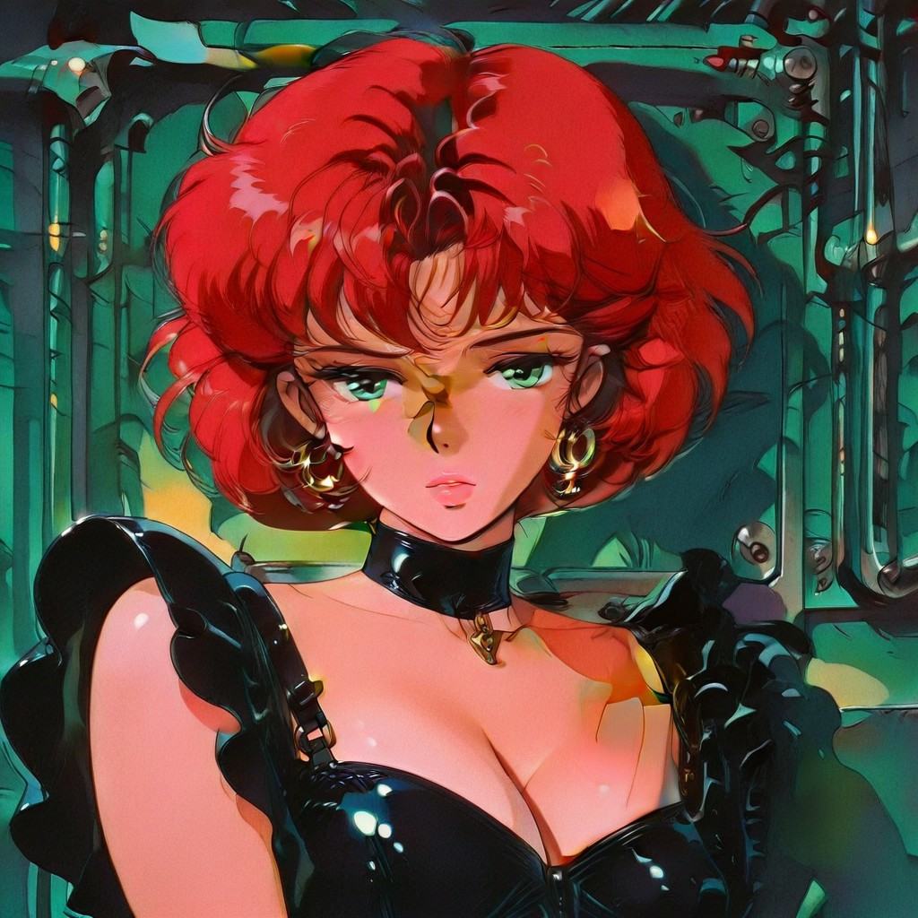 retro artstyle,  beautiful girl (short red hair),  seductive glance on Tensor.Art