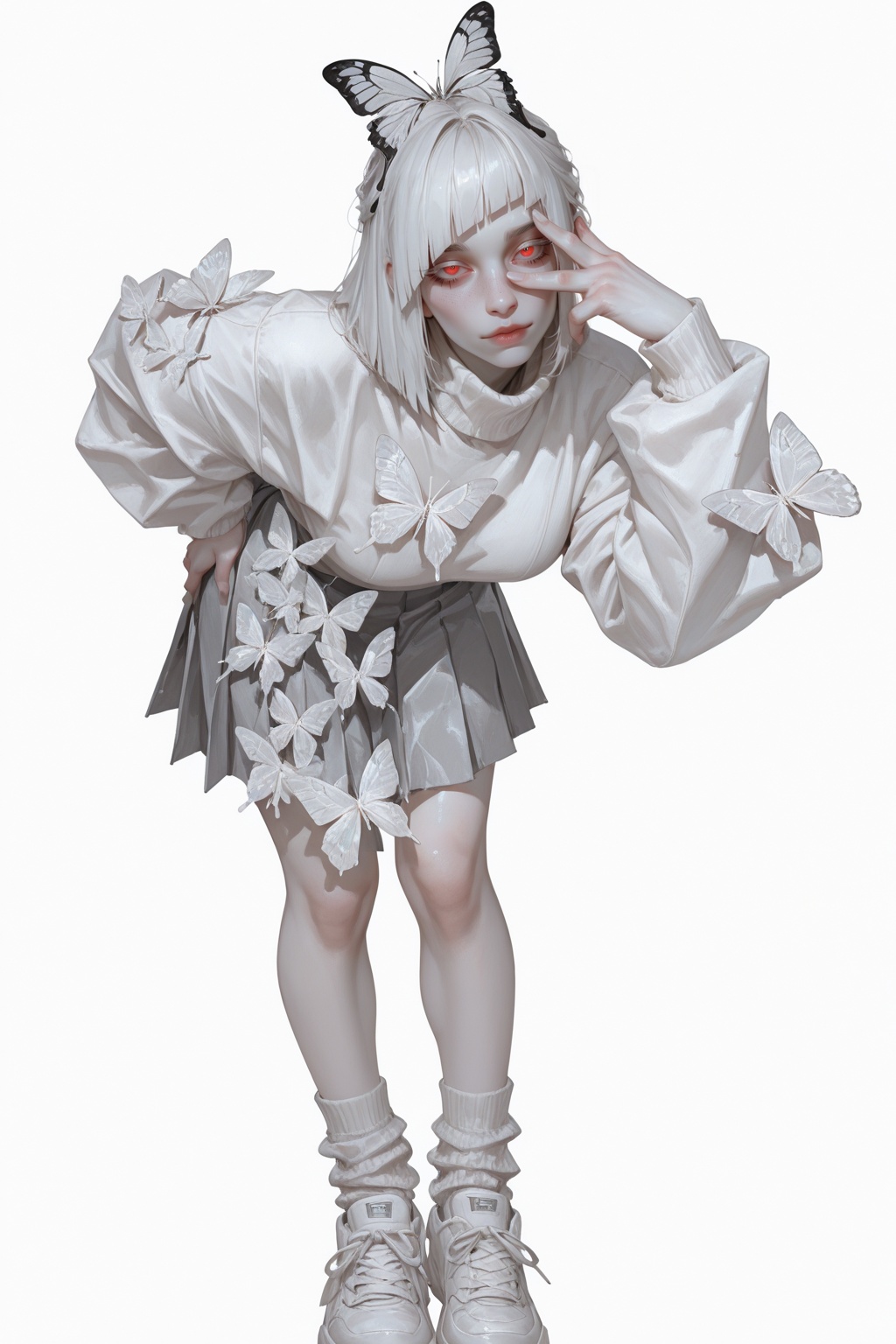 ((upper body,  white background,  (front view on Tensor.Art