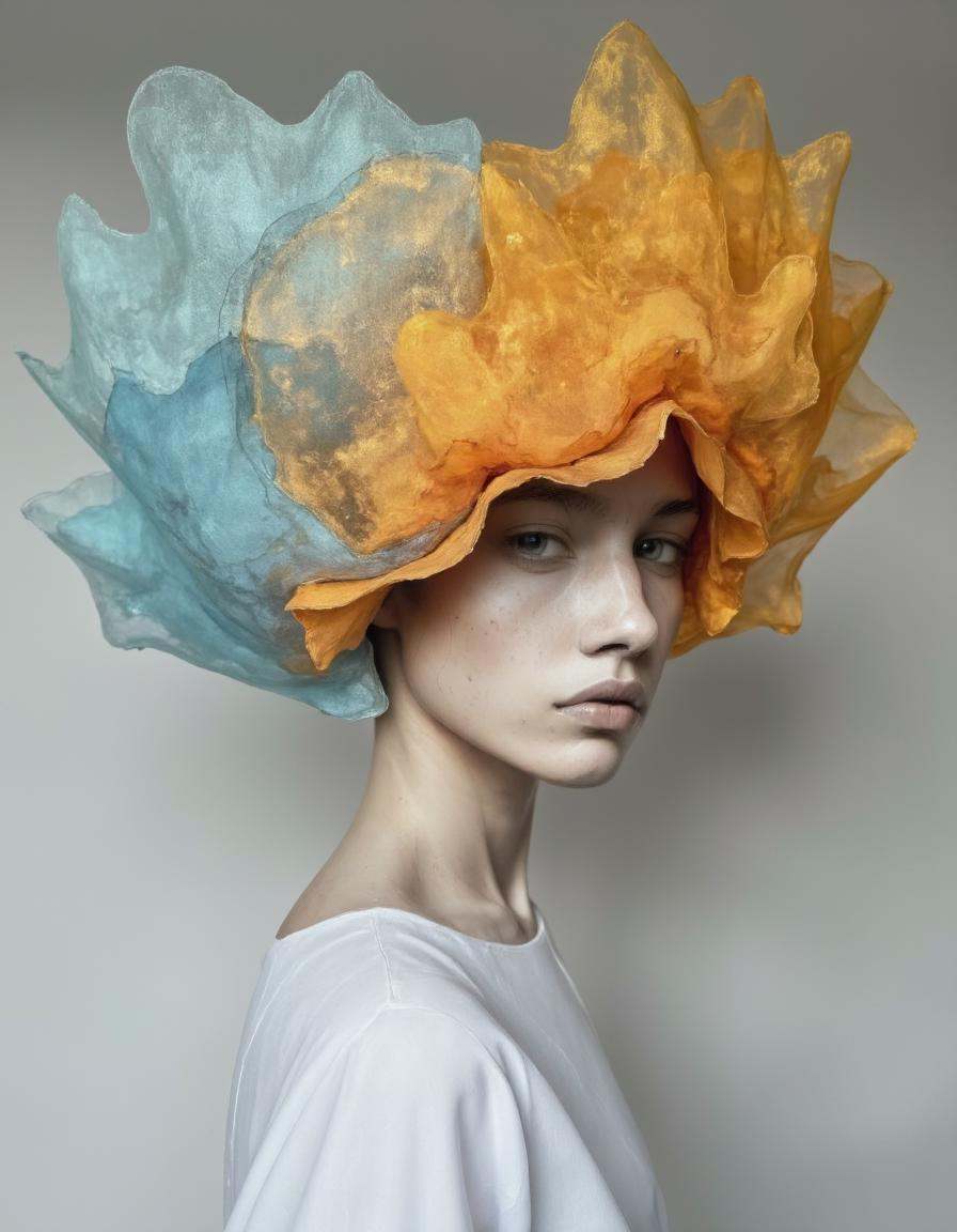 A Chris Luha art.This is a high-resolution,  highly detailed photograph of a young woman with fair,  porcelain skin and st...