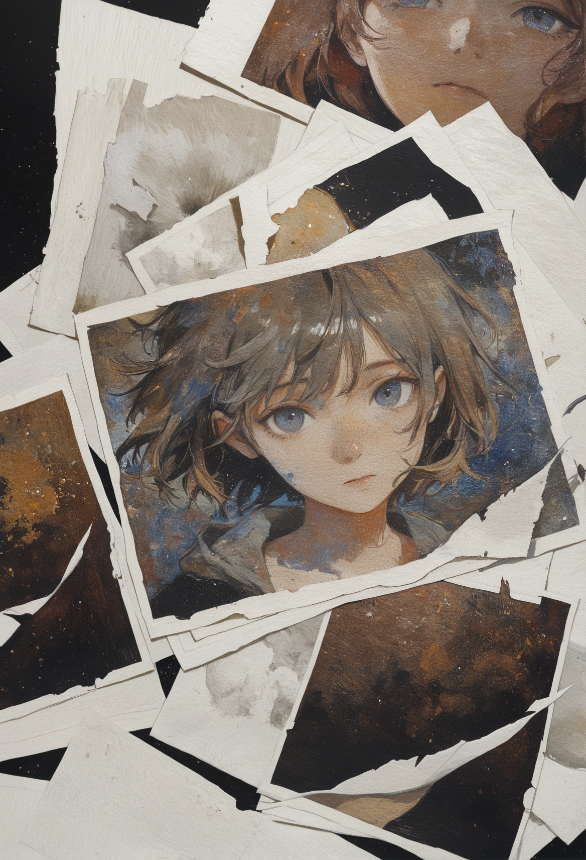 1girl,  ripped paper,  abstract on Tensor.Art