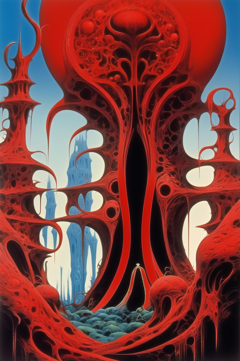 Philippe Druillet Style - A fantastical,  otherworldly Bloodmage in the style of Roger Dean on Tensor.Art