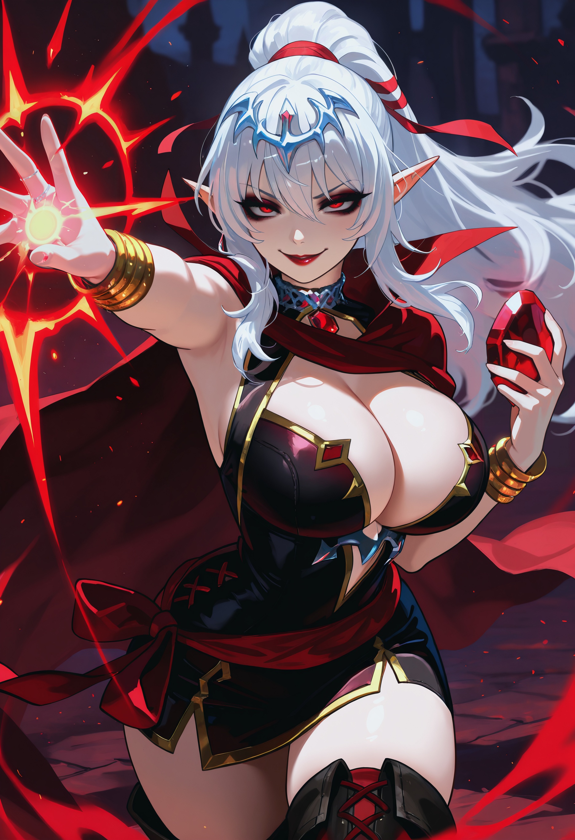 masterpiece,  best quality cleavage,  red eyes on Tensor.Art