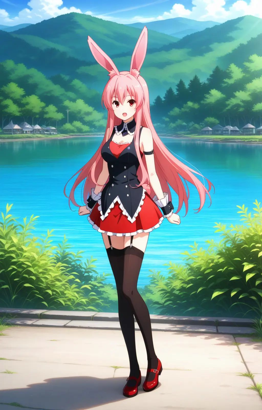 pc-kurousagi,  red eyes,  long hair on Tensor.Art