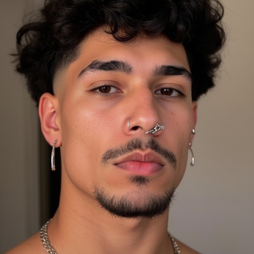 Selfie of Latino man with face piercings,  Edgars,  Latino man on Tensor.Art