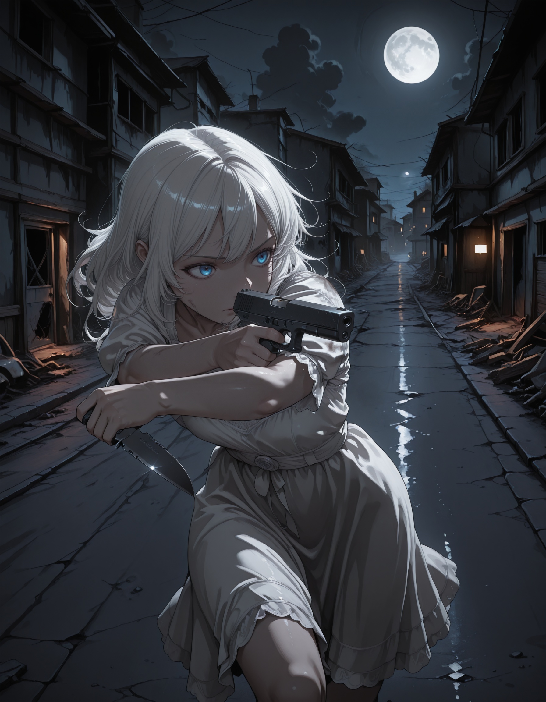 1girl,  blue eyes,  white hair on Tensor.Art