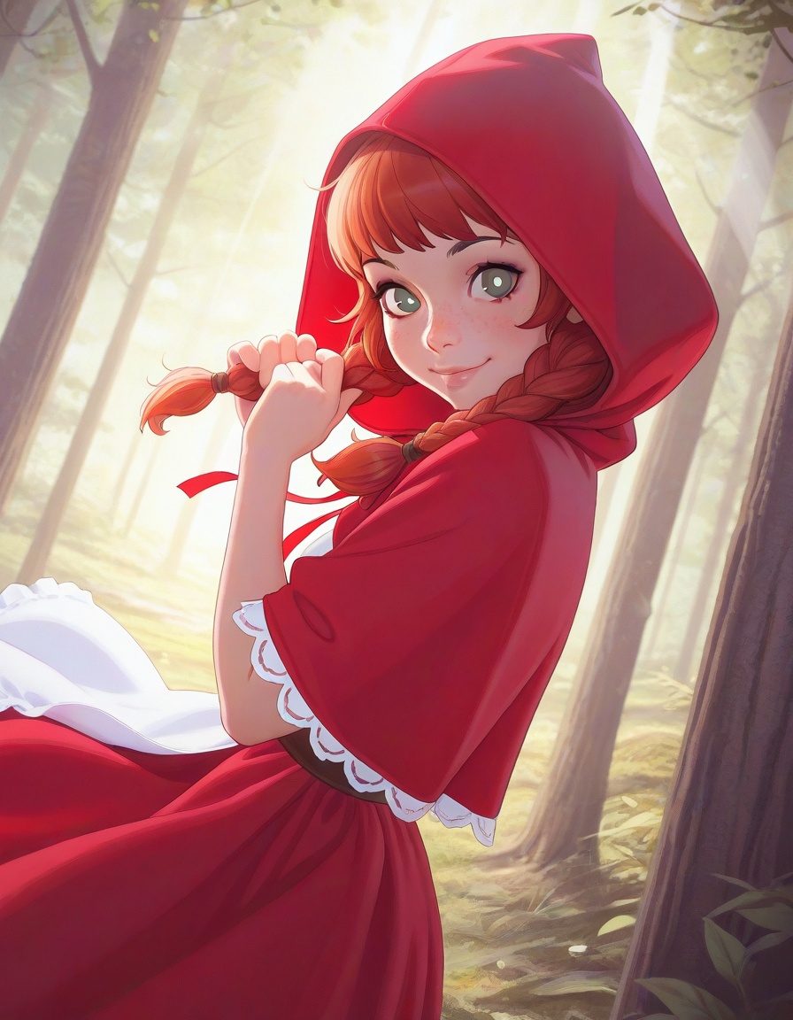 1girl,  little red riding hood,  twin braids on Tensor.Art