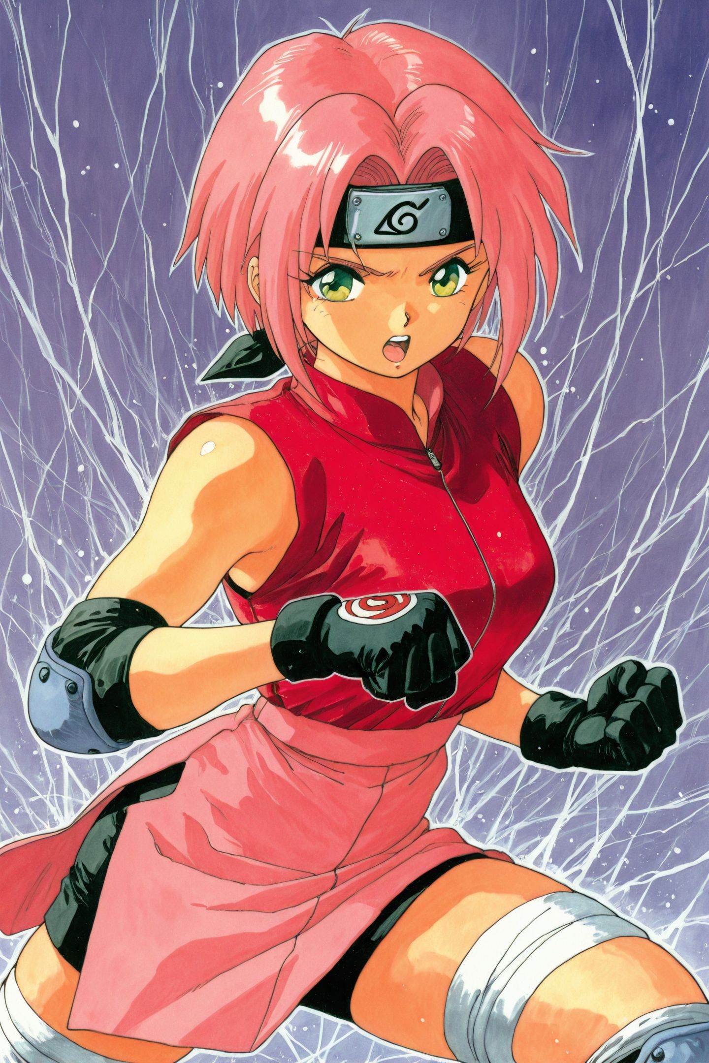 retro artstyle,  clenched hands,  1girl on Tensor.Art