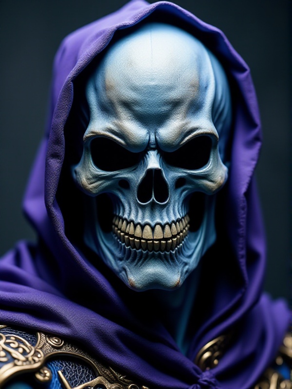 Skeletor,  Skull face and blue skin face portrait on Tensor.Art