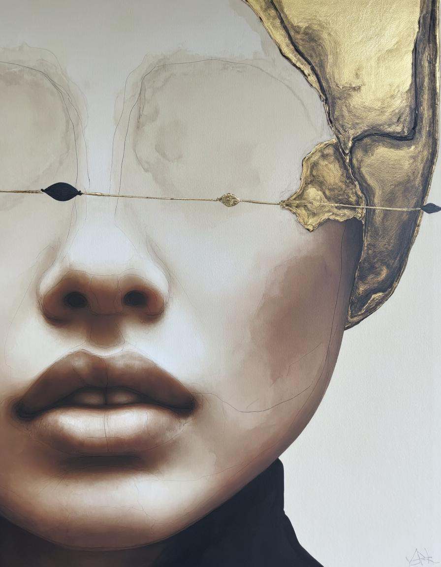 Chris Luha Art. This image is a digital painting featuring a close-up,  abstract portrait of a person's face,  with an art...
