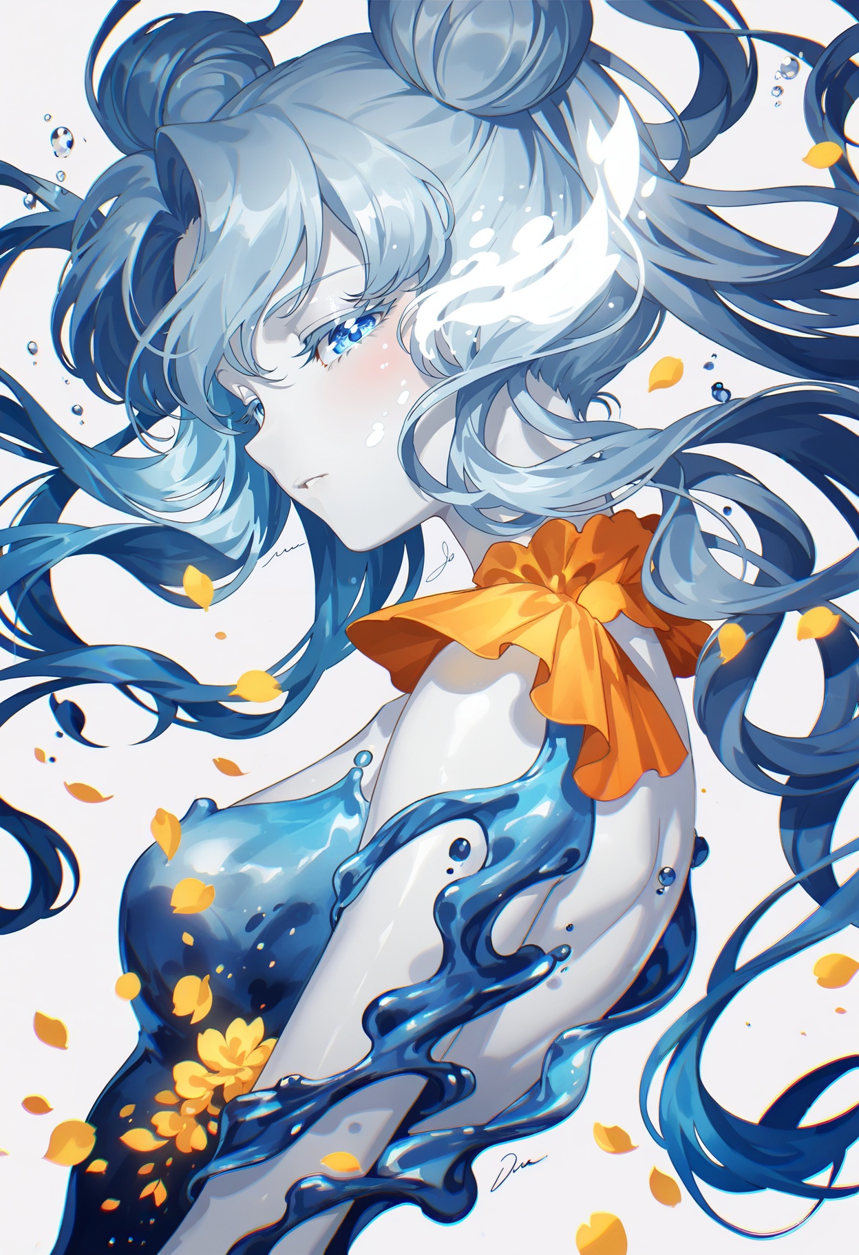 1girl,  watercolor style,  fluid colors on Tensor.Art
