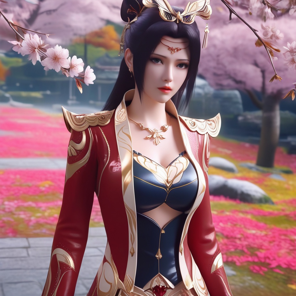 <lora:842-DA-XL-斗破苍穹-云韵-婚服:0.8>, (,1girl, ,best quality, ),,  ,ultra detailed 8k cg,ultra realistic 8k cg, ,masterpiece, (( , )),, ,science fiction,mole, ,    ,(,cherry blossoms, autumn leaves,perfect cherry blossom,   ), (cleavage),, butterfly,