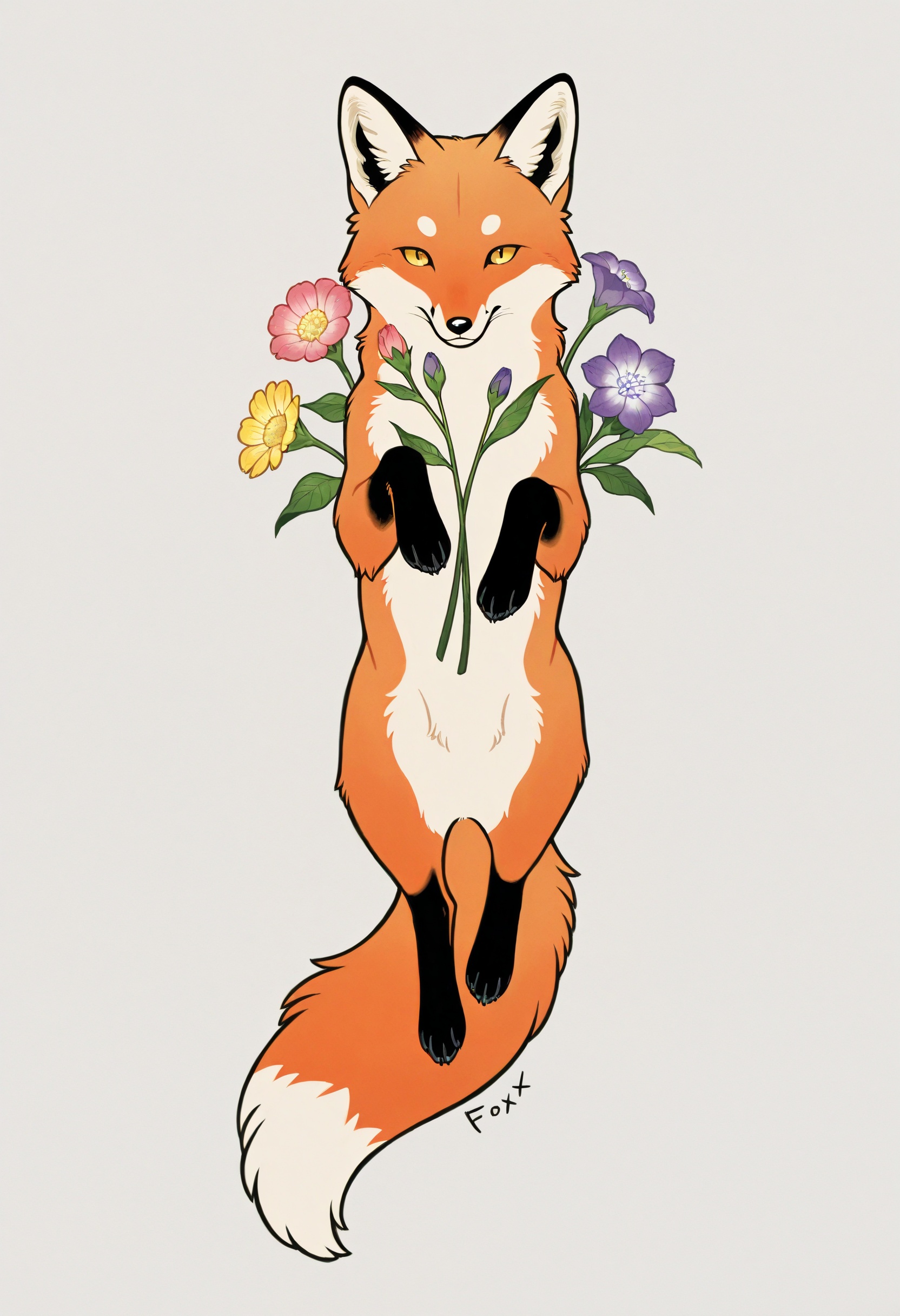 fox,  no humans,  flowers on Tensor.Art